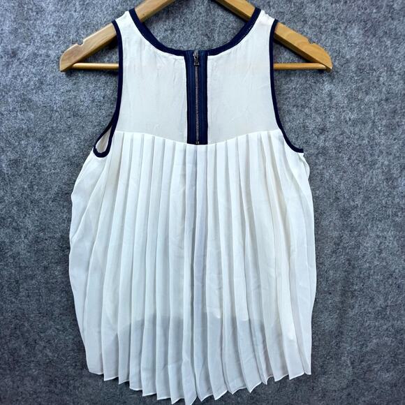 Greylin Tank Top Womens Small White Pleated Sleeveless Sheer Office Career - Picture 2 of 5